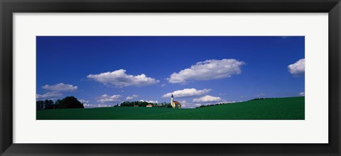 Framed Rural Scene With Church, Near Niederaich, Germany Print