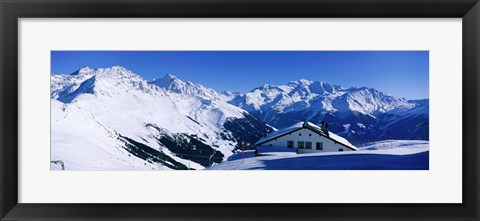 Framed Alpine Scene In Winter, Switzerland Print