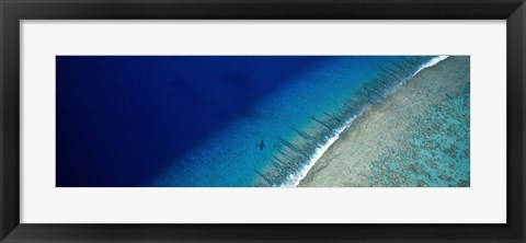 Framed Aerial View Of Beach, Teti&#39;aroa Island, Polynesia Print