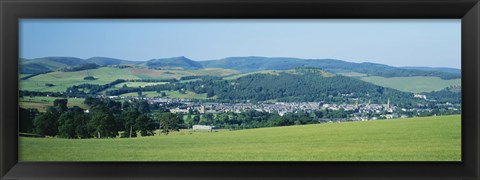 Framed High angle view of a village, Peebles, Tweeddale, Scotland Print