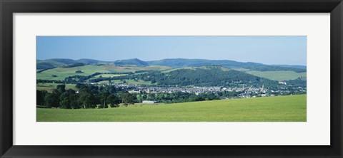 Framed High angle view of a village, Peebles, Tweeddale, Scotland Print