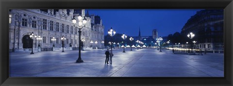 Framed Hotel de Ville &amp; Notre Dame Cathedral Paris France Print