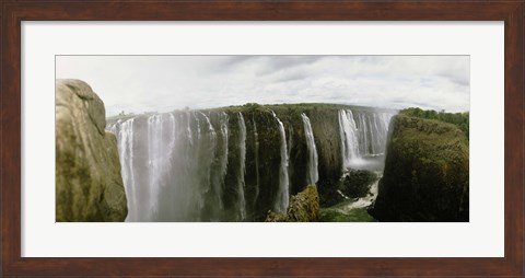 Framed Water falling into a river, Victoria Falls, Zimbabwe, Africa Print