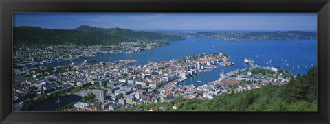 Framed High angle view of a city, Bergen, Hordaland, Norway Print