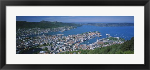 Framed High angle view of a city, Bergen, Hordaland, Norway Print