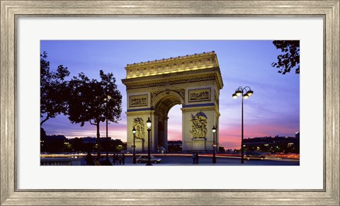 Framed Arc de Triomphe at dusk, Paris, France Print