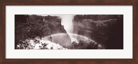 Framed Victoria Falls Zimbabwe Africa (black and white) Print