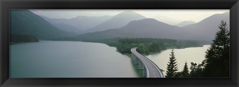 Framed Bridge Over Sylvenstein Lake, Bavaria, Germany (black and white) Print