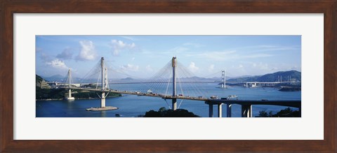 Framed Ting Kaw &amp; Tsing Ma Bridge Hong Kong China Print