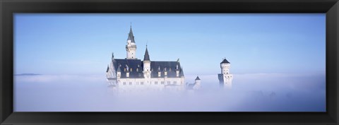 Framed Castle covered with fog, Neuschwanstein Castle, Bavaria, Germany Print