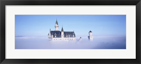 Framed Castle covered with fog, Neuschwanstein Castle, Bavaria, Germany Print