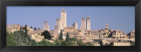 Framed Italy, Tuscany, Towers of San Gimignano, Medieval town Print