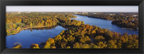 Framed High angle view of a forest, Wenner-Gren Center, Brunnsviken, Stockholm, Sweden Print