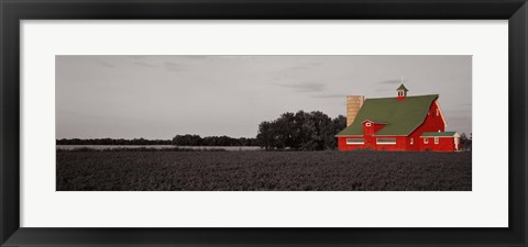 Framed Red Barn, Kankakee, Illinois, USA Print