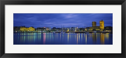 Framed Buildings at the waterfront, City Hall, Oslo, Norway Print