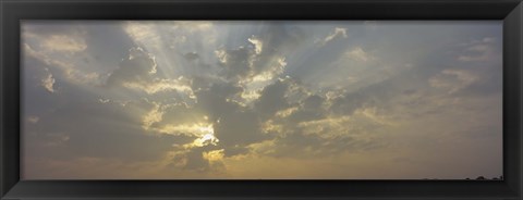 Framed Low angle view of sun shinning behind cloud, Luxembourg City, Luxembourg Print