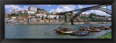 Framed Bridge Over A River, Dom Luis I Bridge, Douro River, Porto, Douro Litoral, Portugal Print