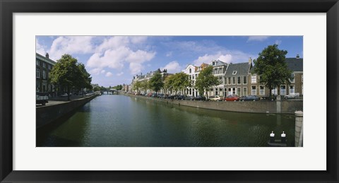 Framed Buildings along a canal, Haarlem, Netherlands Print