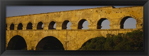 Framed High section view of an ancient aqueduct, Pont Du Gard, Nimes, Provence, France Print