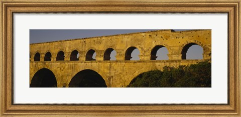Framed High section view of an ancient aqueduct, Pont Du Gard, Nimes, Provence, France Print
