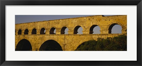 Framed High section view of an ancient aqueduct, Pont Du Gard, Nimes, Provence, France Print