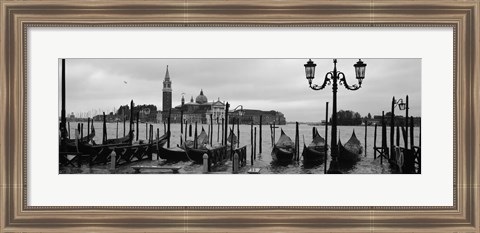 Framed Gondolas with a church in the background, Church Of San Giorgio Maggiore, San Giorgio Maggiore, Venice, Veneto, Italy Print