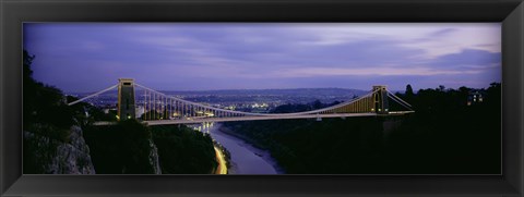 Framed Bridge over a river, Clifton Suspension Bridge, Bristol, England Print