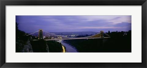 Framed Bridge over a river, Clifton Suspension Bridge, Bristol, England Print