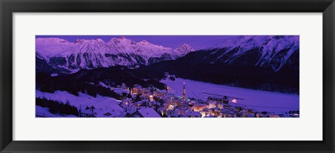 Framed High angle view of a village, St. Moritz, Switzerland Print