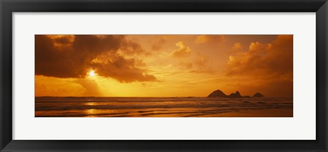 Framed Silhouette of rock formations in water, Northern California, California, USA Print