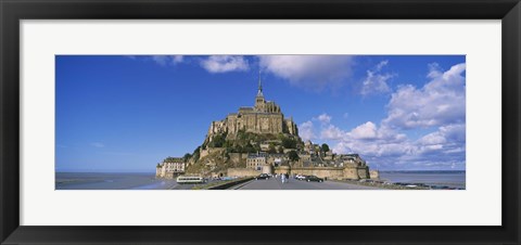 Framed Road leading towards a church, Le Mont Saint Michel, Normandy, France Print