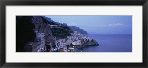 Framed High angle view of a village near the sea, Amalfi, Amalfi Coast, Salerno, Campania, Italy Print