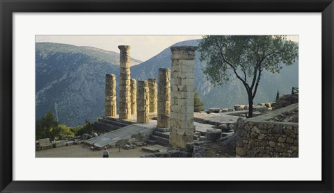 Framed High angle view of ruined columns, Temple Of Apollo, Delphi, Greece Print