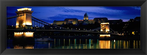 Framed Szechenyi Bridge Royal Palace Budapest Hungary Print