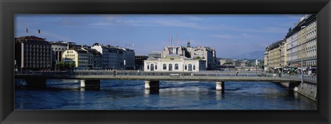 Framed Bridge over a river, Geneva, Switzerland Print