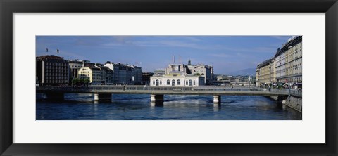 Framed Bridge over a river, Geneva, Switzerland Print