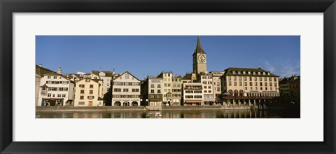 Framed Switzerland, Zurich, Buildings at the waterfront Print