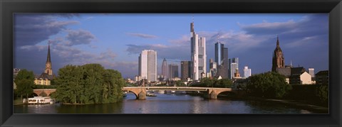 Framed Cityscape, Alte Bridge, Rhine River, Frankfurt, Germany Print