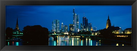 Framed Buildings at the waterfront, Frankfurt, Hesse, Germany Print