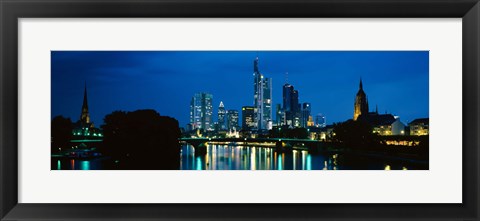 Framed Buildings at the waterfront, Frankfurt, Hesse, Germany Print