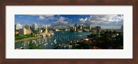 Framed Harbor And City And Bridge, Sydney, Australia Print