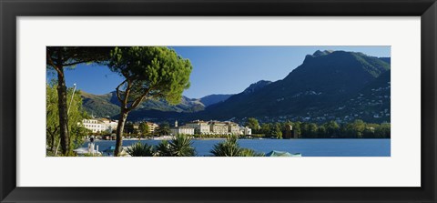 Framed City on the waterfront, Lake Lugano, Lugano, Switzerland Print