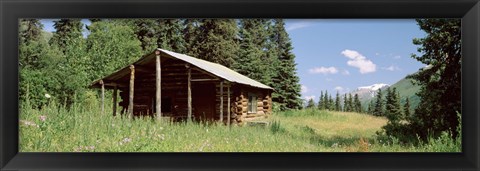 Framed Log Cabin In A Field, Kenai Peninsula, Alaska, USA Print