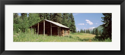 Framed Log Cabin In A Field, Kenai Peninsula, Alaska, USA Print