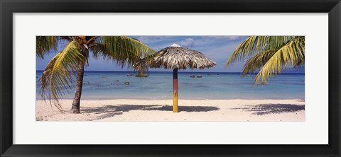 Framed Sunshade on the beach, La Boca, Cuba Print