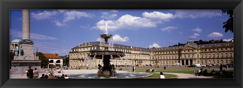 Framed Fountain in front of a palace, Schlossplatz, Stuttgart, Germany Print