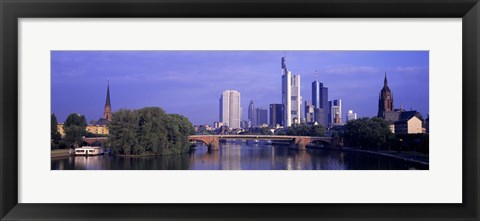 Framed Skyline Main River Frankfurt Germany Print