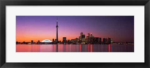 Framed Reflection of buildings in water, CN Tower, Toronto, Ontario, Canada Print