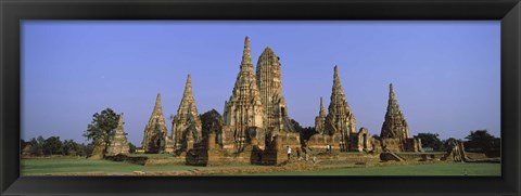 Framed Temples in a field, Wat Chaiwatthanaram, Ayutthaya Historical Park, Ayutthaya, Thailand Print