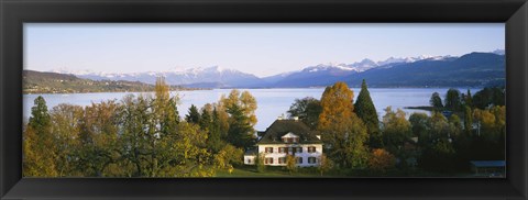 Framed Villa at the waterfront, Lake Zurich, Zurich, Switzerland Print